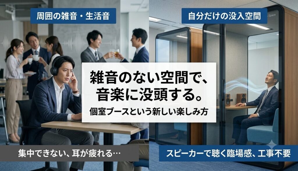 個室ブースで音楽を楽しむ